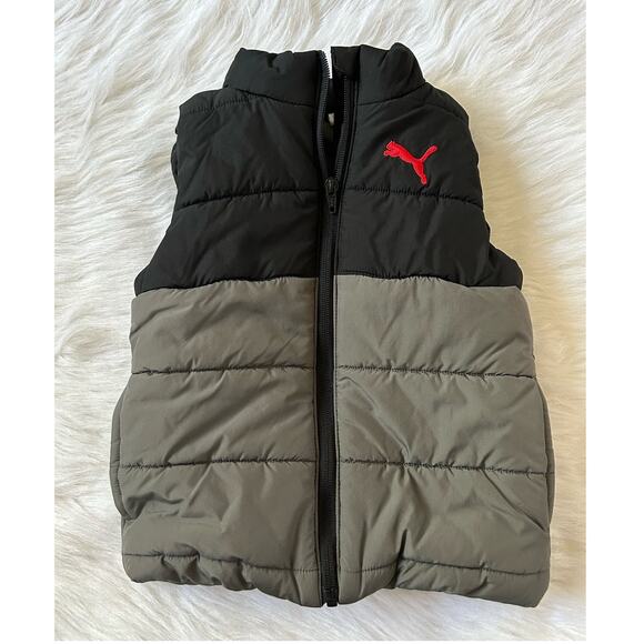 Puma Other - Puma Puffer Vest Boy Toddler XXS Size 3T 4T Full Zip Insulated Black Grey